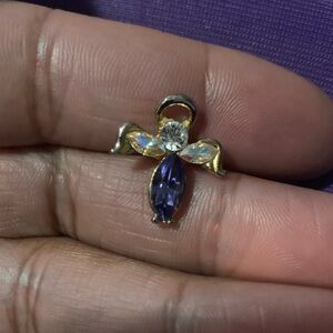 Vintage Purple Crystal Angel Lapel Pin